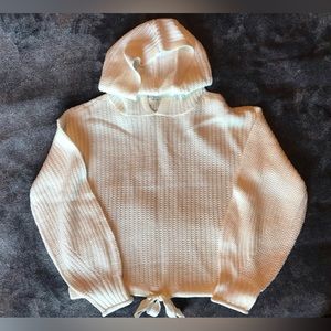 Cream cropped hooded sweater